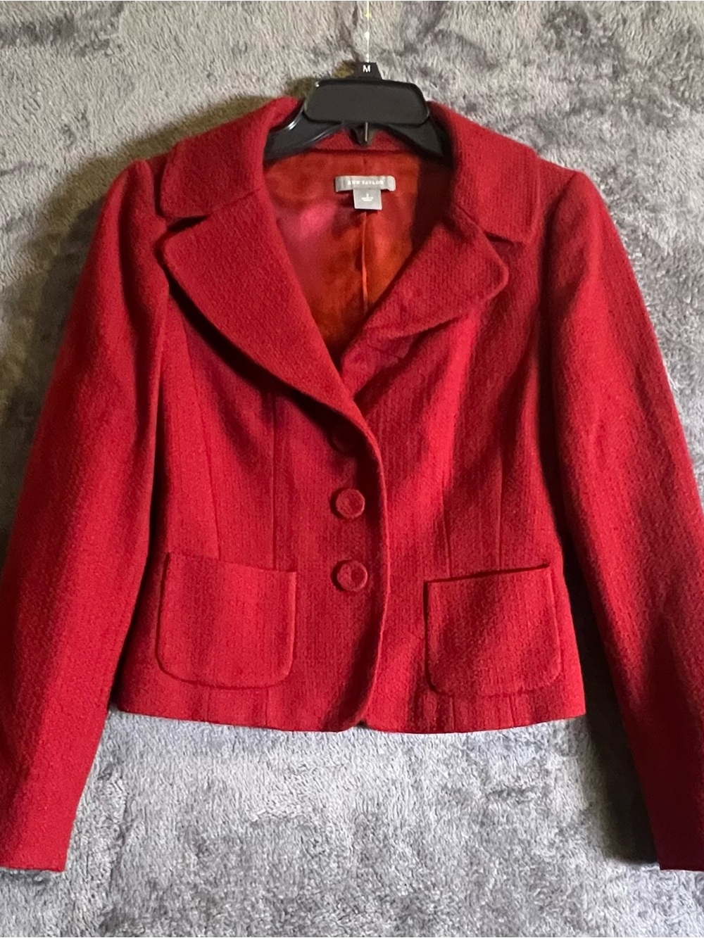 Ann Taylor Red Cropped Wool-Blend Blazer